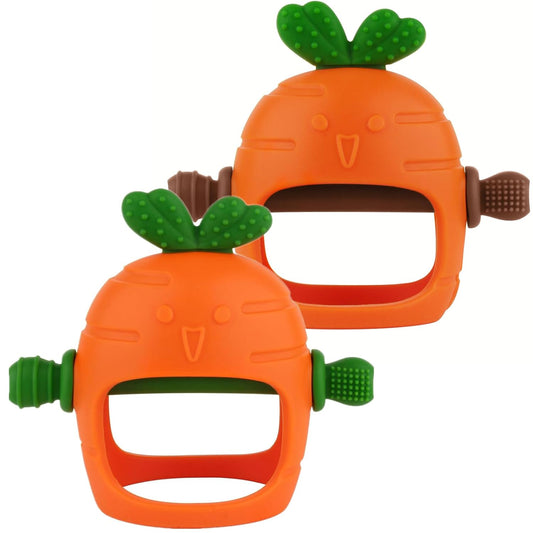 Fu Store Silicone Carrot Teething Toy Duo - Baby Chew Relief