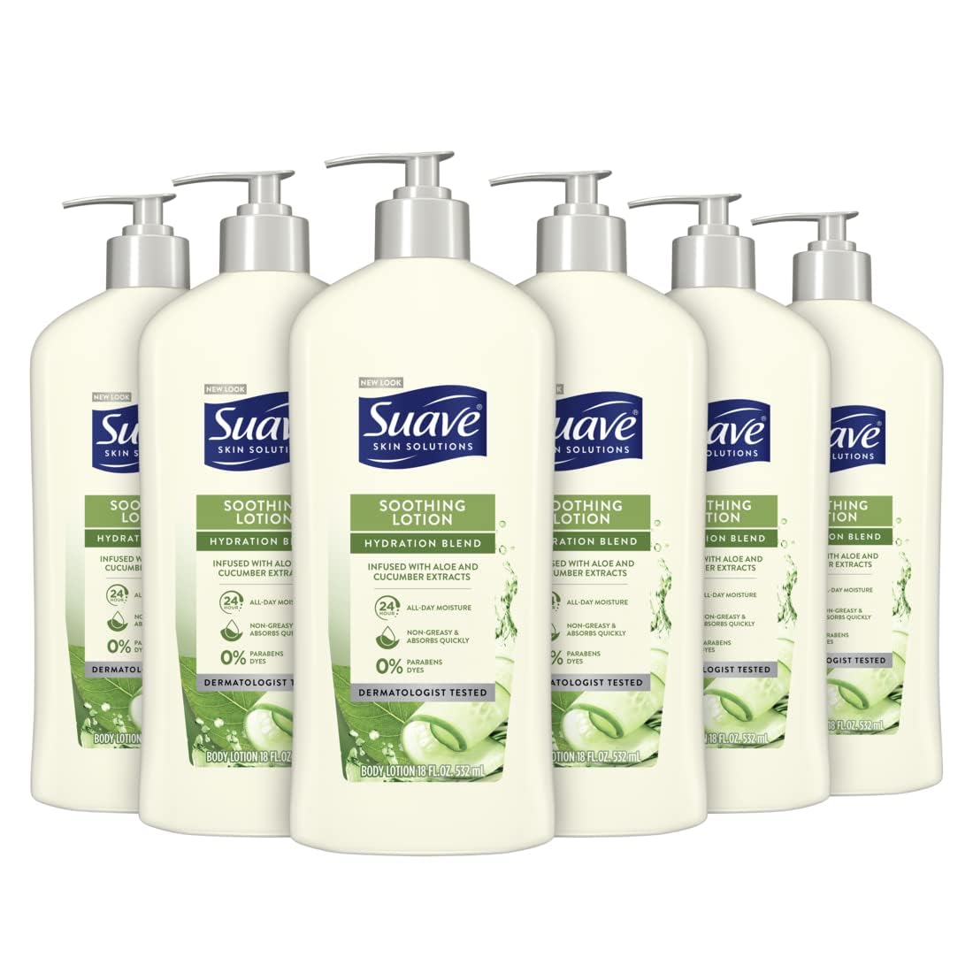 Suave Skin Solutions Body Lotion Soothing with Cucumber 18oz 6 Pack