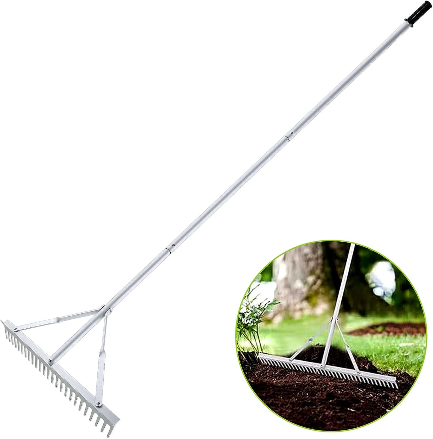 24 Inch Aluminum Landscape Rake for Efficient Lawn Care