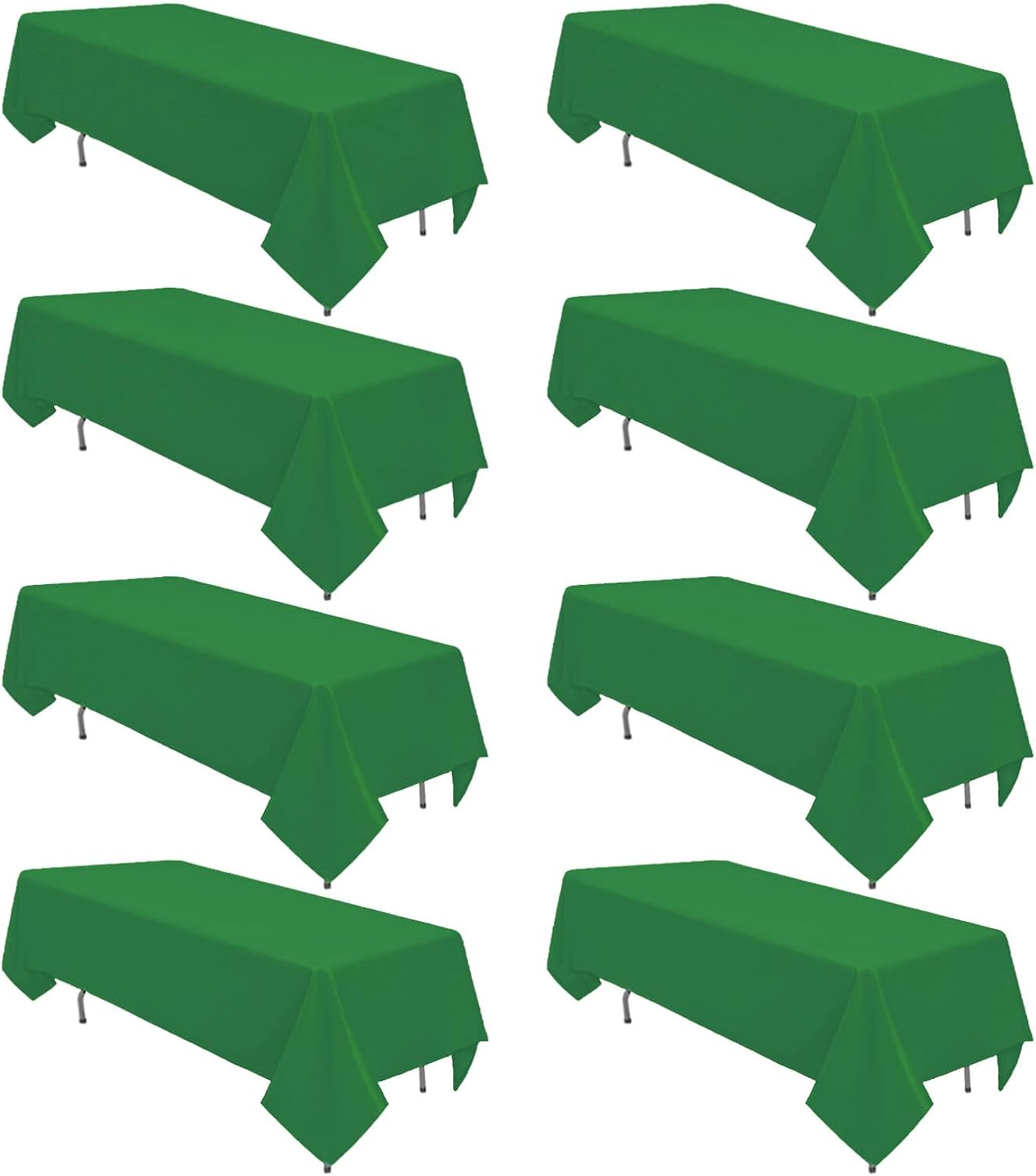 8 Pack Green Table Cloths for 6 Foot Rectangle Tables
