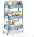 3 Tier Utility Rolling Cart - Sturdy Metal Storage Trolley