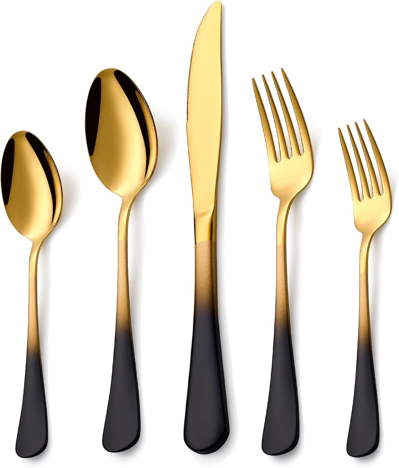 20 Piece Black Gold Flatware Utensil Set for 4 - Stylish Dining