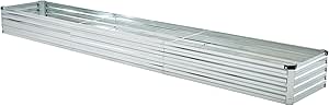 12x2x1ft Galvanized Raised Garden Bed for Vegetables and Flowers