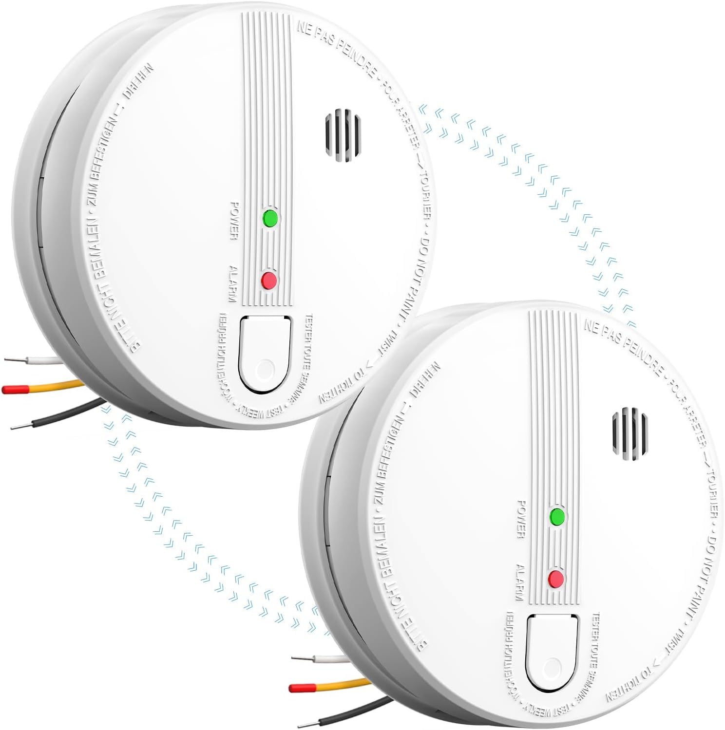 Hardwired Interconnected Smoke Detectors with 9V Battery Backup