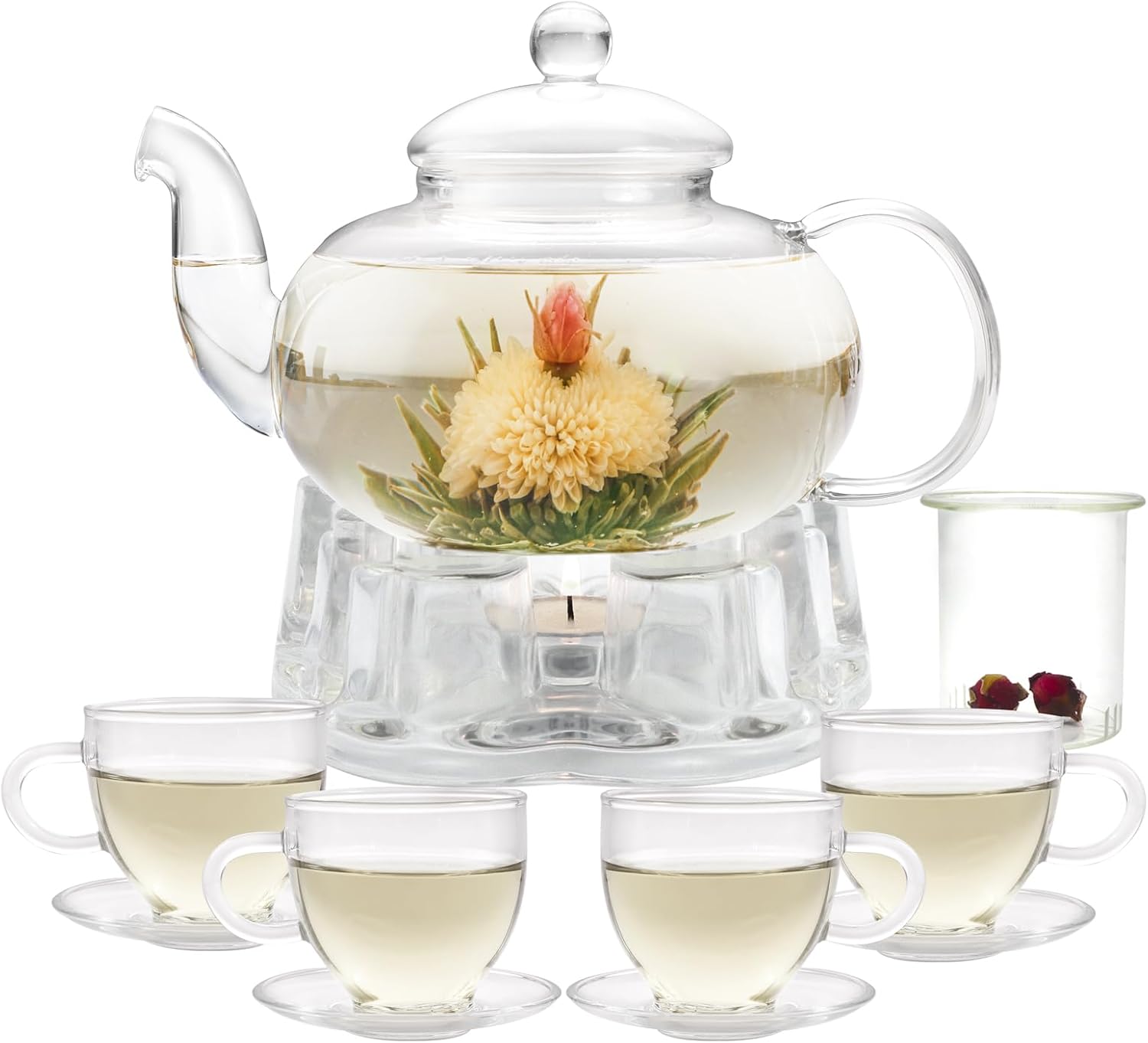 Glass Teapot Set with Infuser & Warmer - Perfect for Tea Lovers
