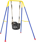 Toddler Swing Set with Foldable Steel Frame - Safe Elephant Seat