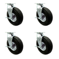 10 Inch Swivel Pneumatic Casters Set of 4 - Smooth Heavy Duty Rolling