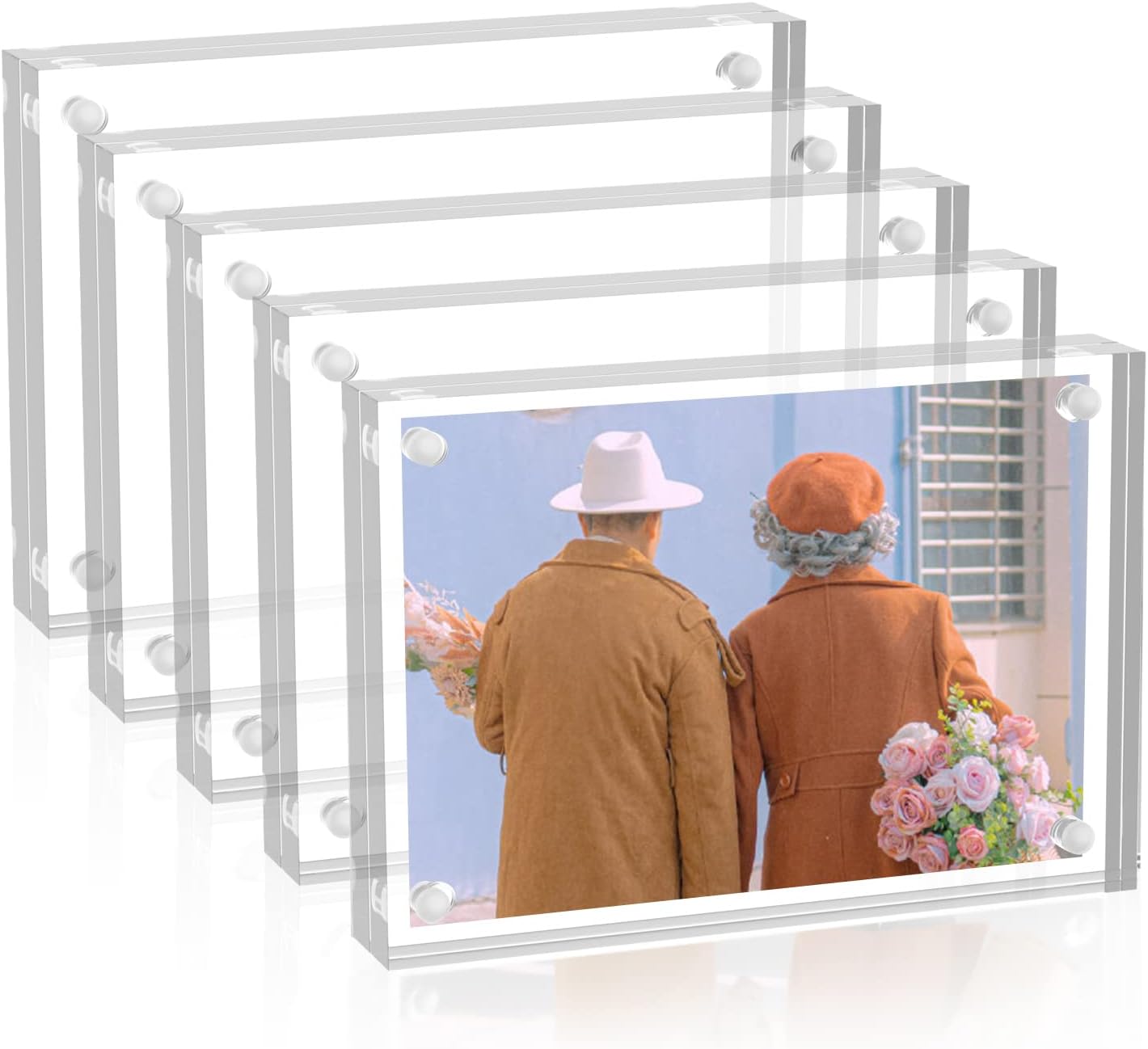5 Pack Acrylic Photo Frames for 3.5x5 Pictures - Double Sided