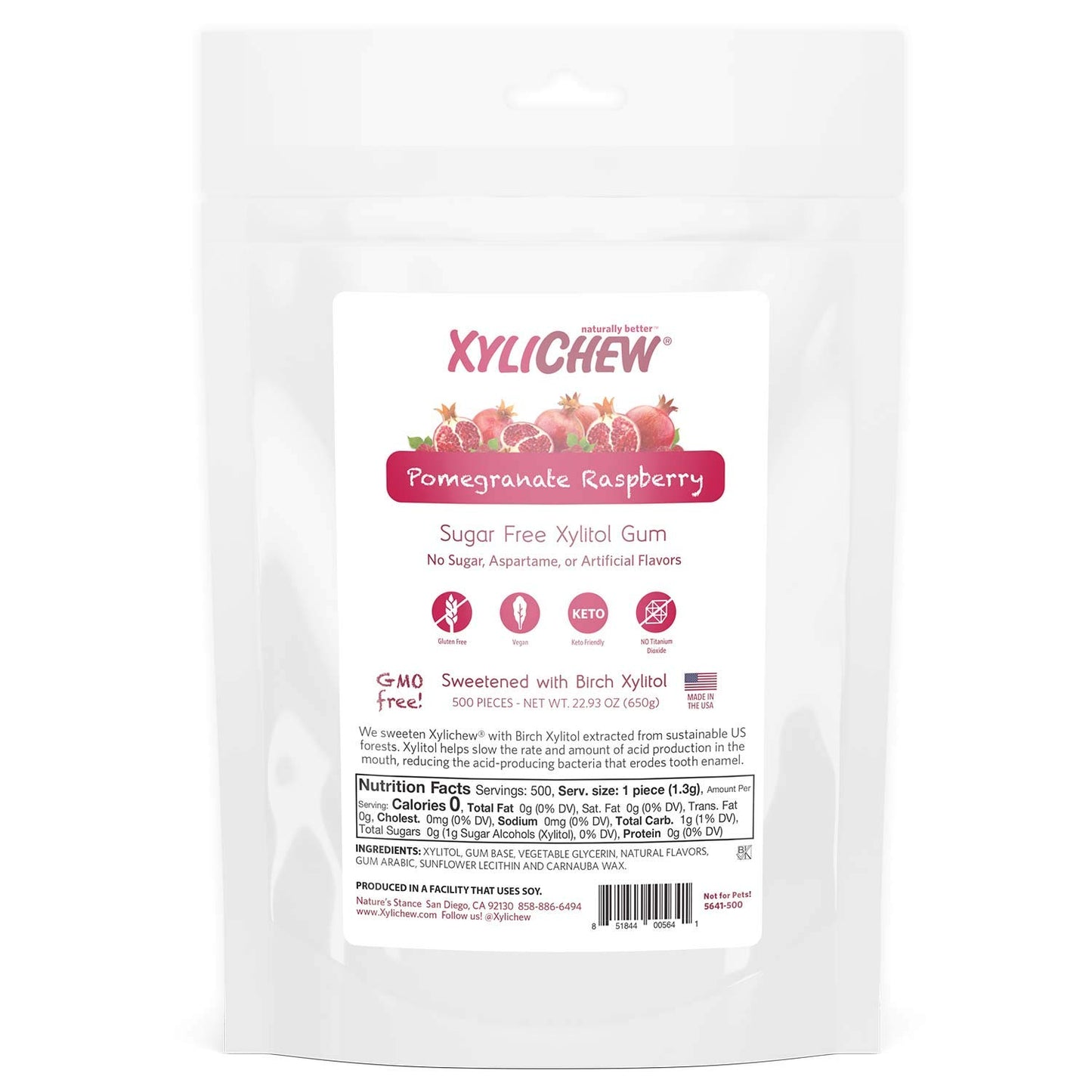 Xylichew Pomegranate Raspberry Gum - Sugar Free and Natural