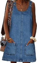 BZB Women's Sleeveless Casual Denim Dress Crewneck - Vintage Loose Fit