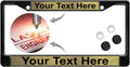 Gold on Black Personalized Metal License Plate Frame - Standard Size