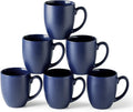 Set of 6 Large Ceramic Coffee Mugs - Stylish Matte Blue