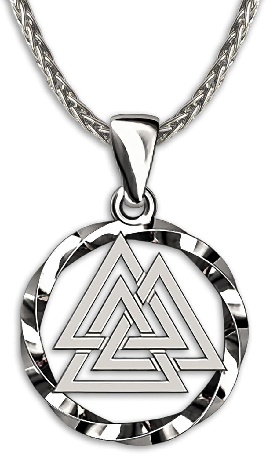 925 Sterling Silver Valknut Viking Necklace for Norse Mythology