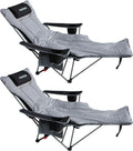 Reclining Camping Chair with Cotton Cushion and Headrest - Portable