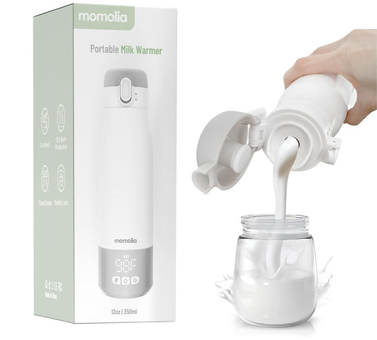 Wireless Milk Warmer On-The-Go, Large 12 oz. Capacity, LED Temp Control - MOMOLIA