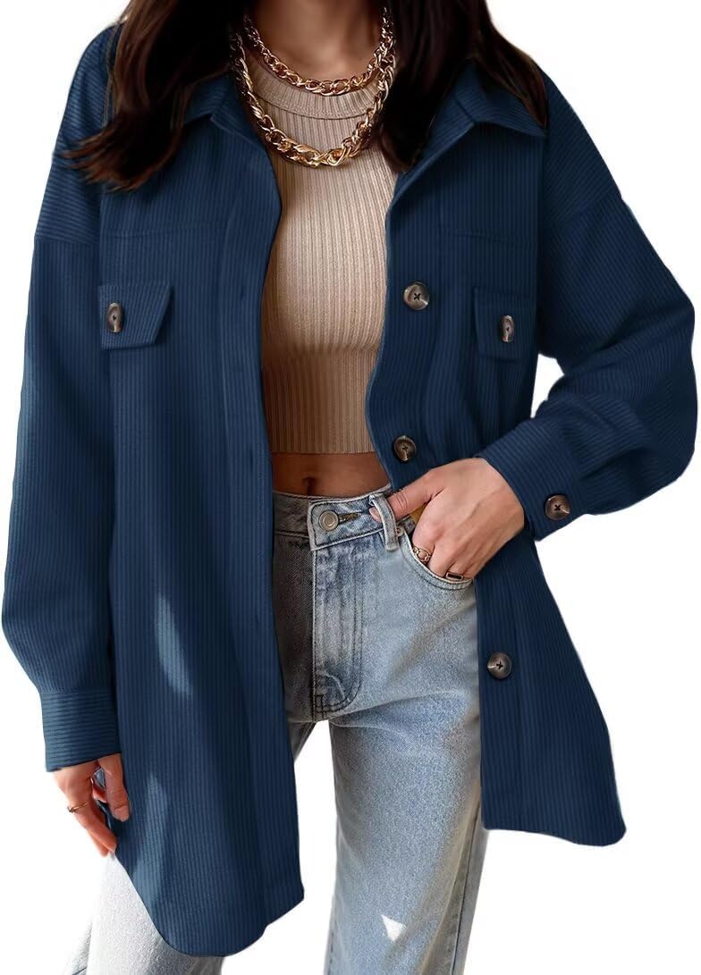 VICHYIE Womens Corduroy Shacket Blouses for Stylish Comfort