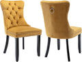 Gold Velvet Dining Chairs Set of 2 - Tufted Upholstered Comfort
