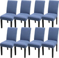 Gray Blue Dining Room Chair Covers Set of 8 - High Stretch Slipcovers