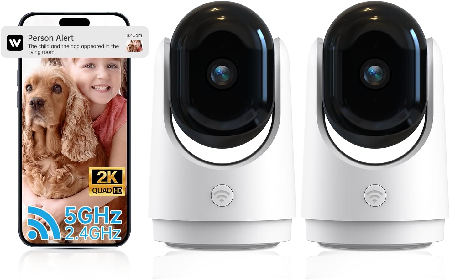 2K Indoor Security Camera with 360 Pan & Tilt for Home Use