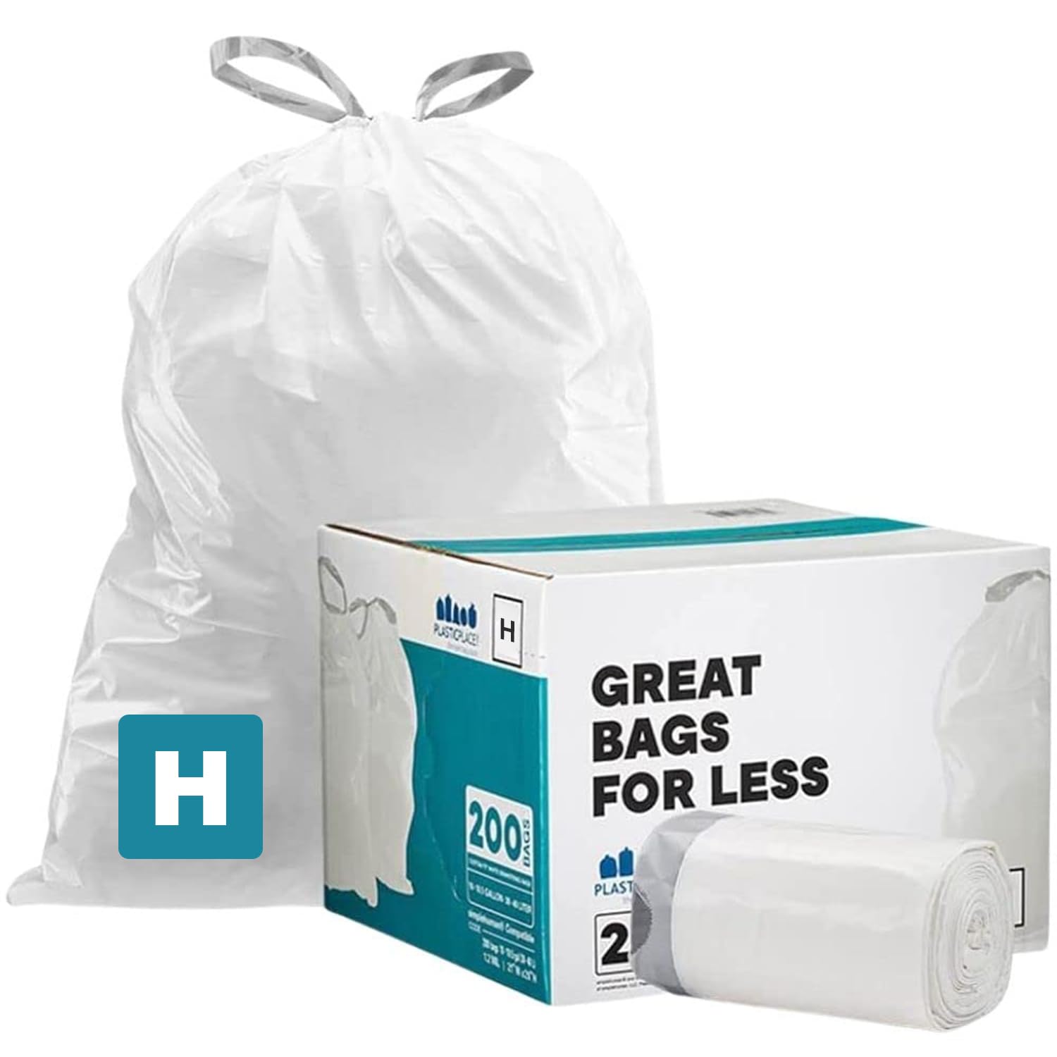 Custom Fit Trash Bags for Simplehuman Code H Cans - 200 Count