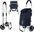 Foldable 40L Grocery Cart with Soft Rolling Wheels - Black