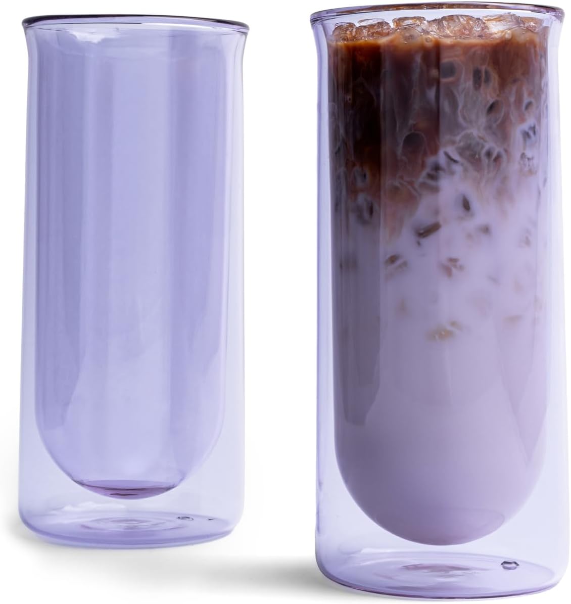 FLUR Iced Coffee Glasses Set of 2 for Perfect Cold Drinks