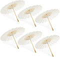 Juvale 6 Pack White 16 Inch Paper Parasol Umbrellas - Versatile DIY Party Props