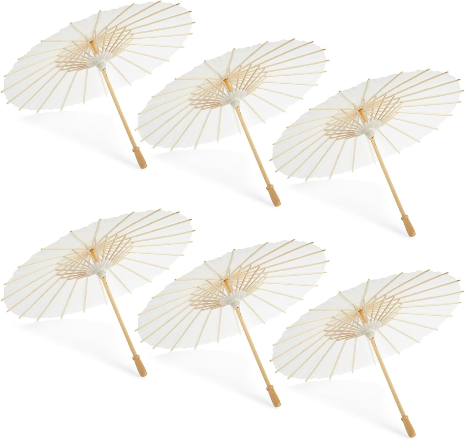 Juvale 6 Pack White 16 Inch Paper Parasol Umbrellas - Versatile DIY Party Props