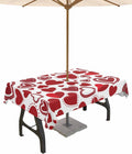 Red Love Heart Outdoor Tablecloth 60x120 - Waterproof & Zippered
