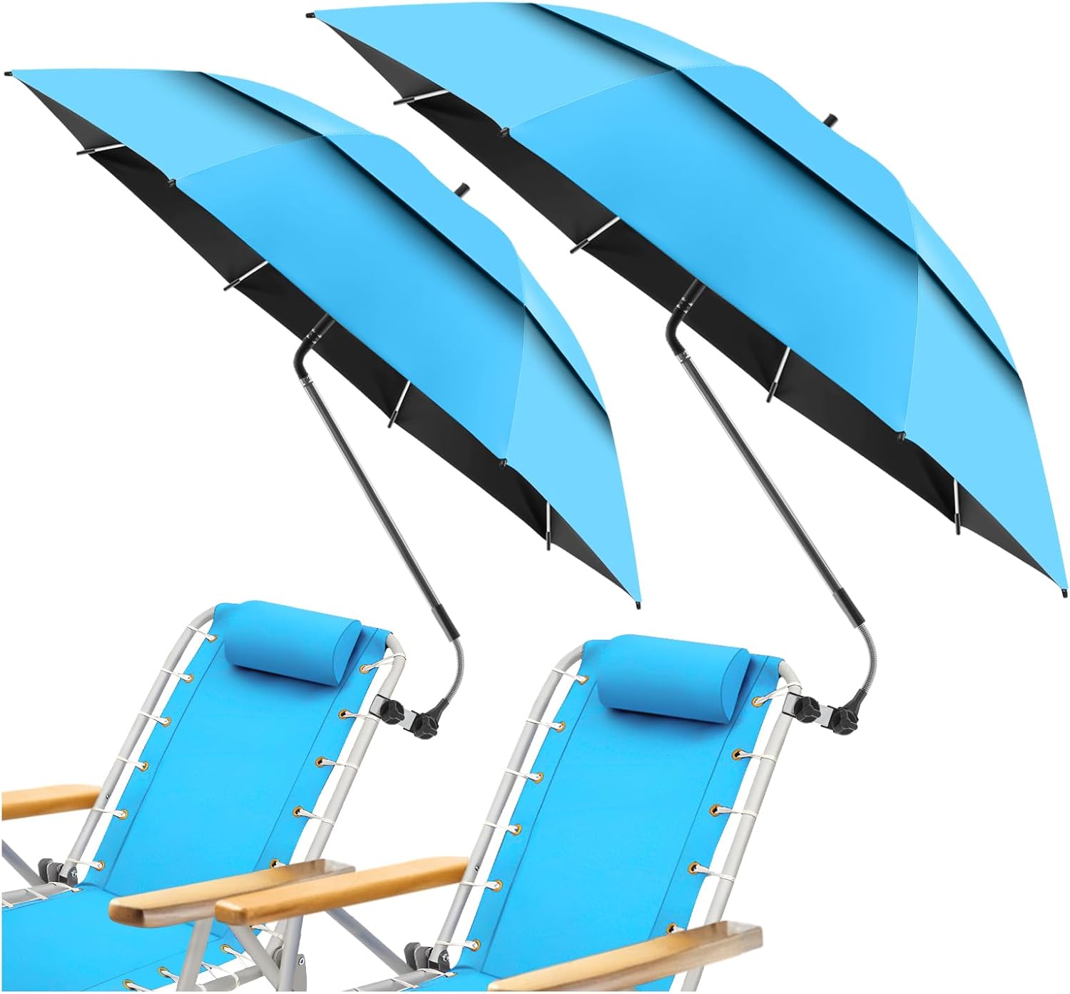2 Pack 48.6in Double Canopy Umbrella for Beach and Camping