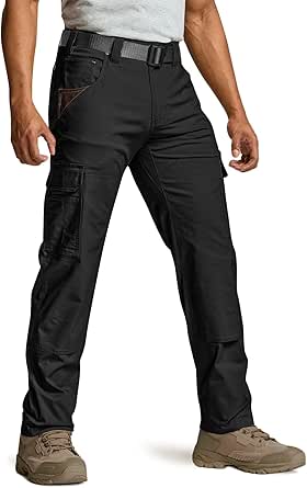 CQR Men's Flex Ripstop Work Pants for Tactical Outdoor Use
