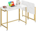 31.5 in Mobile Small Rolling Computer Desk - Folding Laptop Cart