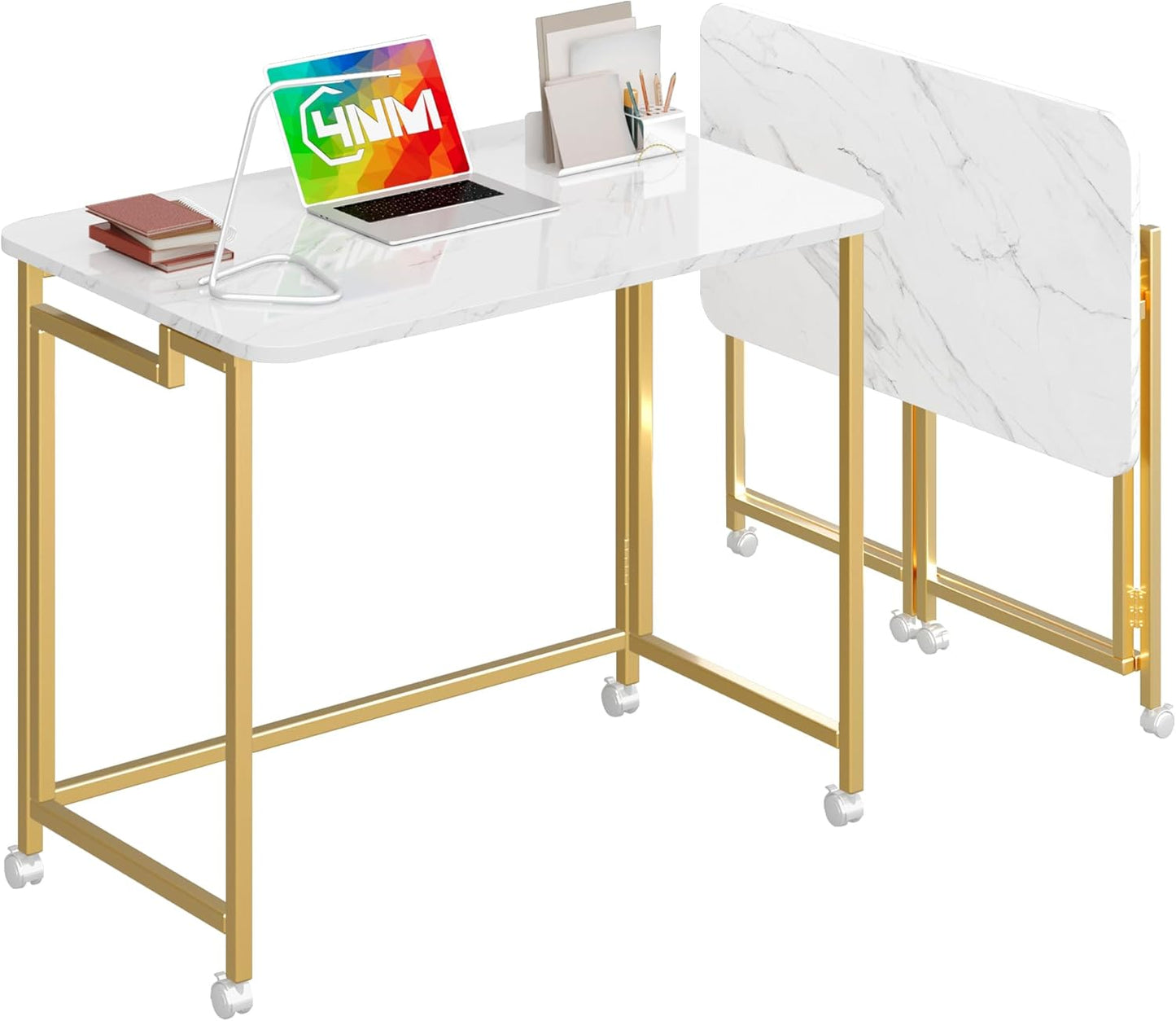 4NM 31.5 Mobile Small Rolling Computer Desk for Compact Spaces