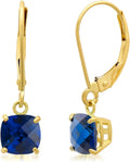 Solid 10K Gold Cushion Cut Dangle Gemstone Earrings - Timeless