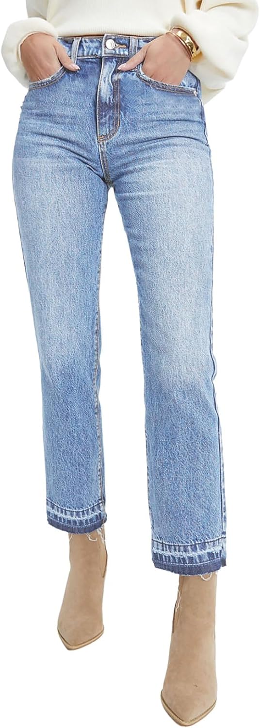 Astylish Womens High Waisted Straight Leg Ankle Jeans Review