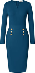 Elegant Business Work Dress for Women - Long Sleeve Midi Style