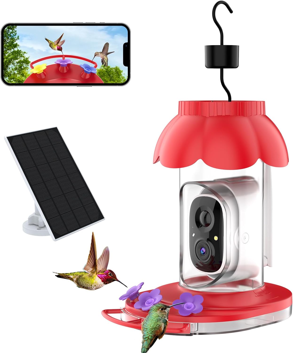 Smart Solar Hummingbird Feeder: AI Cam, 1080P Video, Motion Detection