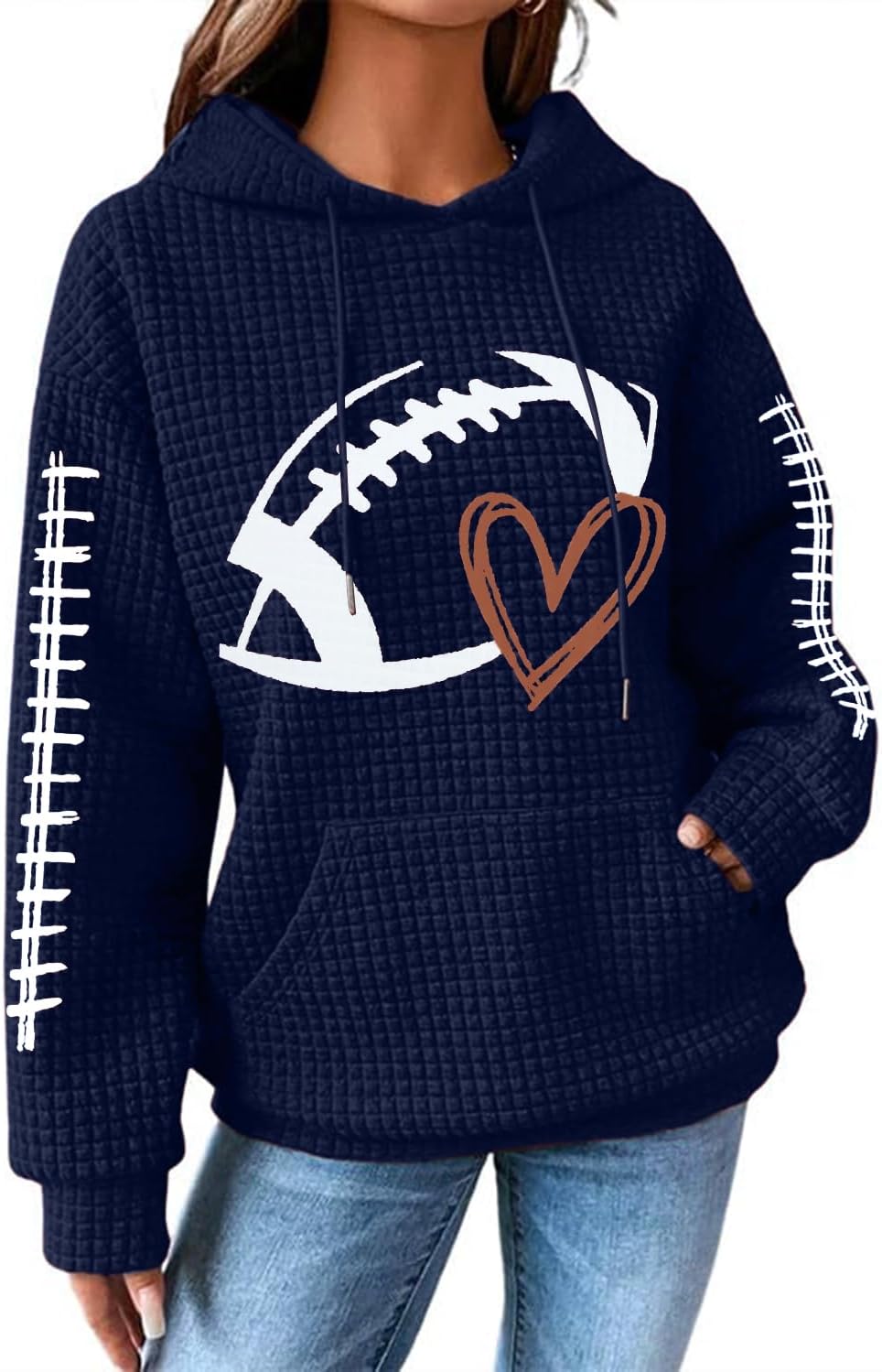 Game Day Hooded Sweatshirt Women Funny Football Graphic Shirt