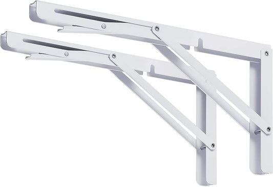 20in White Folding Shelf Brackets for Heavy Duty DIY Projects