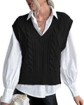 Sweater Vest for Women V Neck Sleeveless Knit Solid Casual Ribbed club