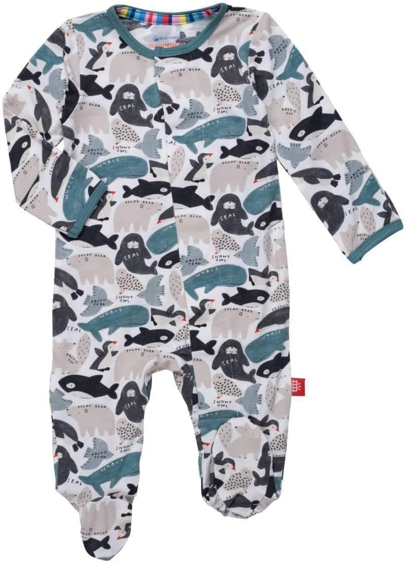 Magnetic Me Girls Modal Baby Footie Pajamas for Easy Dressing