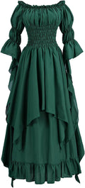 Renaissance Dress Women Medieval Costume - Flowy Off-Shoulder Gown no