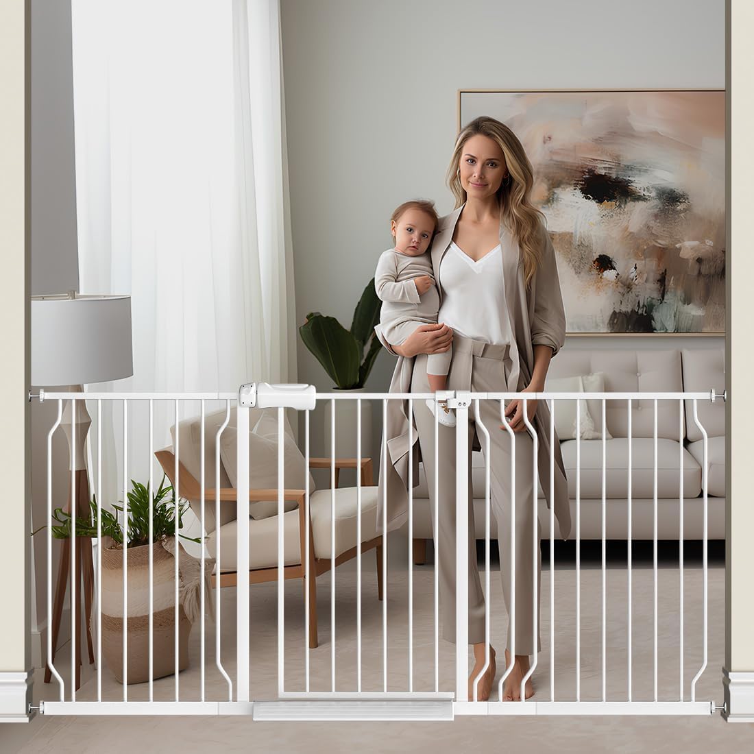 Extra Wide Walk Through Baby Gate with Door for Safety