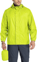 Packable Rain Jacket for Men Lightweight Waterproof Shell - Hooded