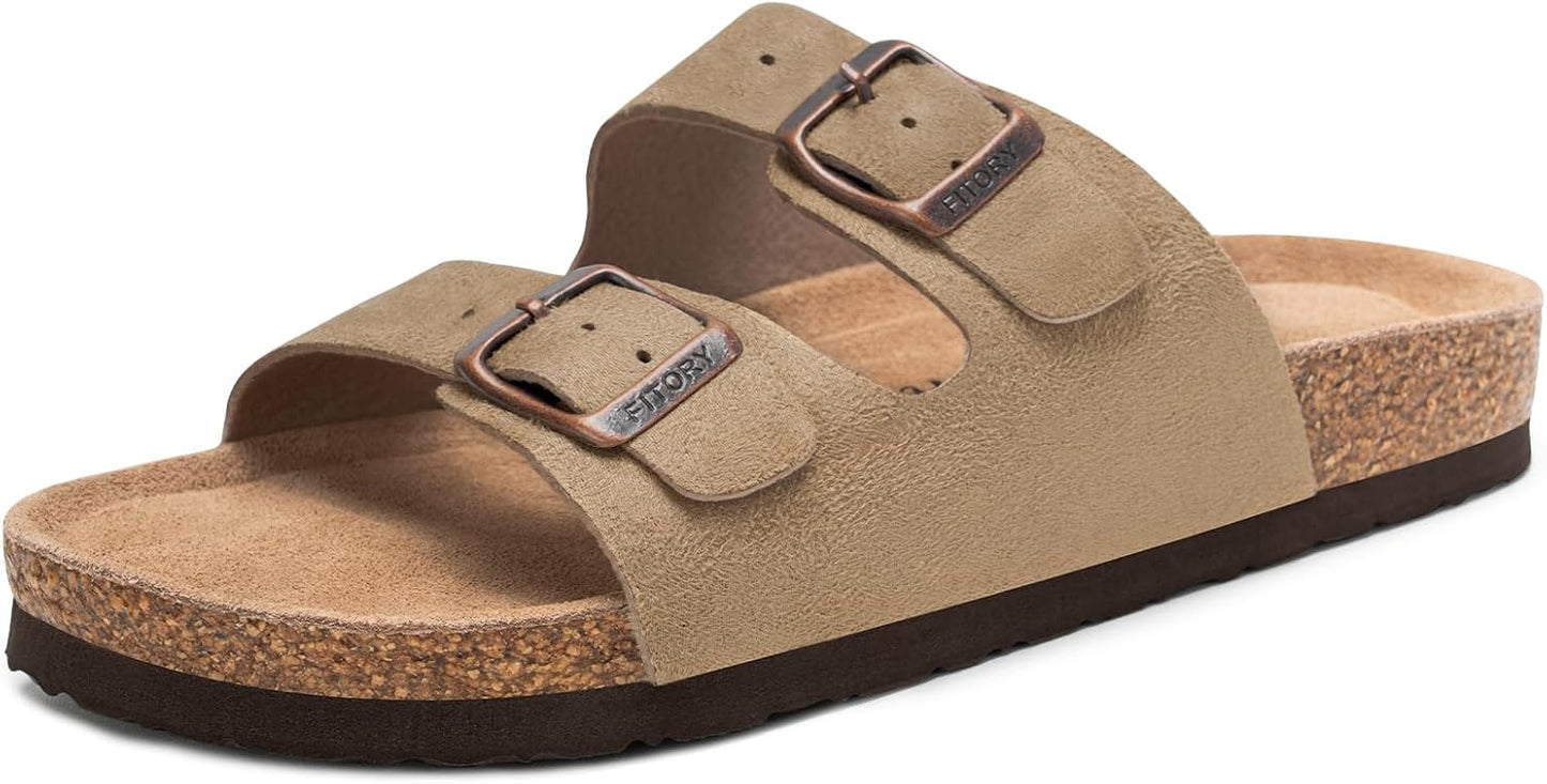 FITORY Womens Flat Sandals with Cork Footbed for Summer Comfort
