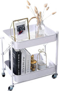 Melody House 2-Tier Metal Folding Rolling Cart - Compact Mobile
