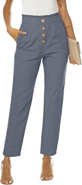 NIMIN Womens Casual High Waisted Paper Bag Pants - Comfortable Fit