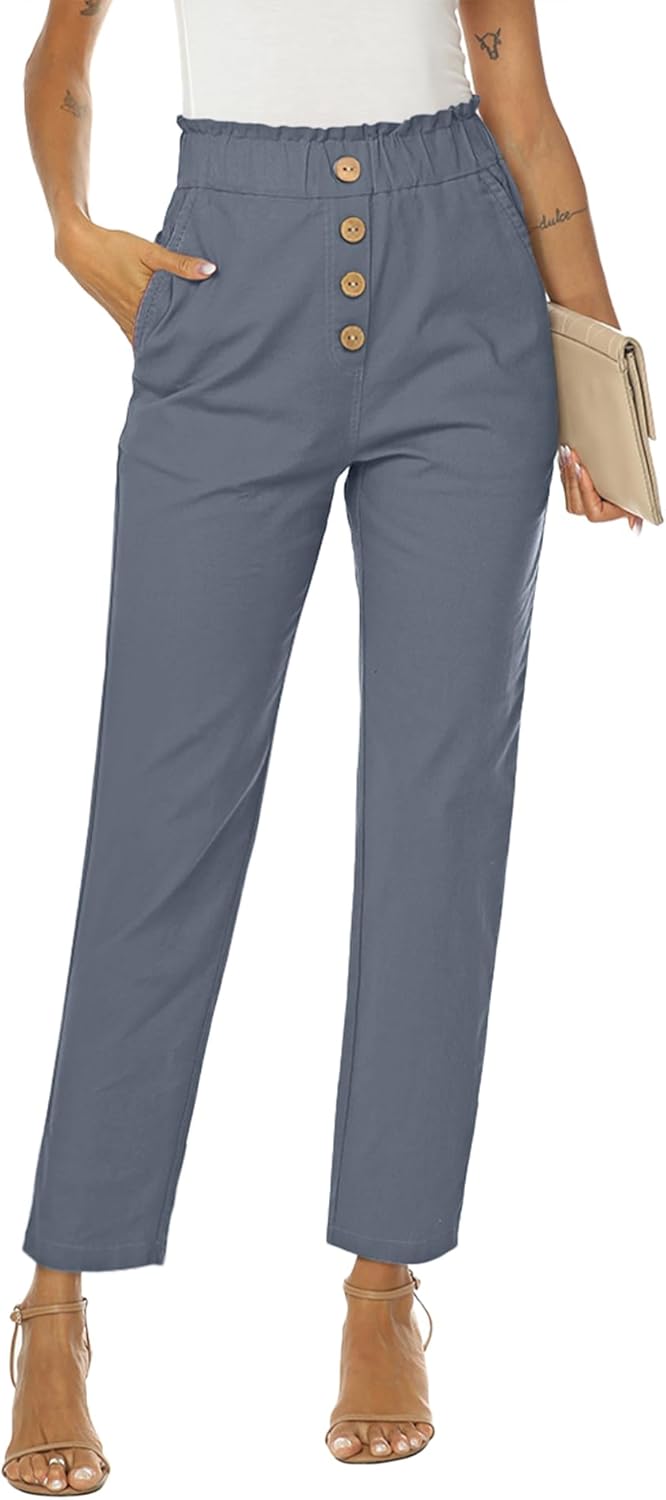 NIMIN Womens Casual Pants High Waisted Work Pants with Pockets