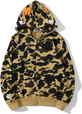 Baonmy Ape Hoodie Men Full Zip Up Shark Mouth Fashion Jacket