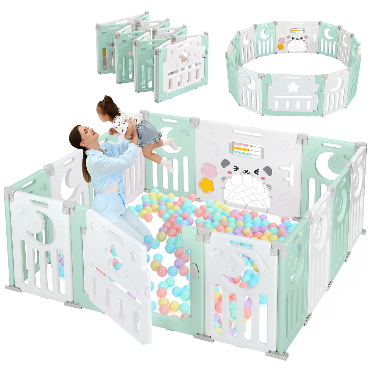 Baby Playpen for Toddlers - Adjustable 14-Panel Playard